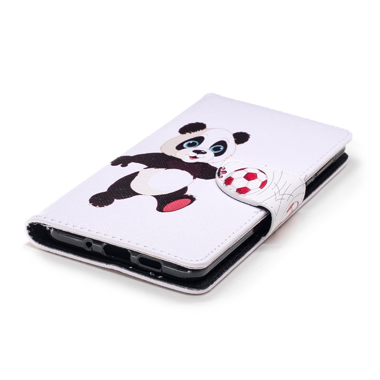 Pattern Printing Leather Stand Cover with Card Slots for Nokia 3.1 - Panda Playing Football-6