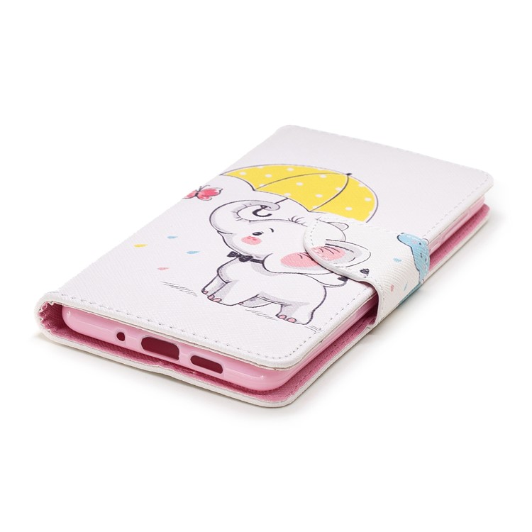 Pattern Printing Cell Phone Leather Stand Case for Nokia 3.1 - Elephant Holding an Umbrella-6