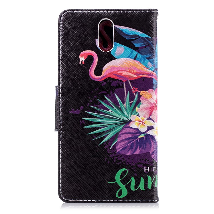 Pattern Printing Wallet Leather Case with Stand for Nokia 3.1 - Crane and Flowers-3