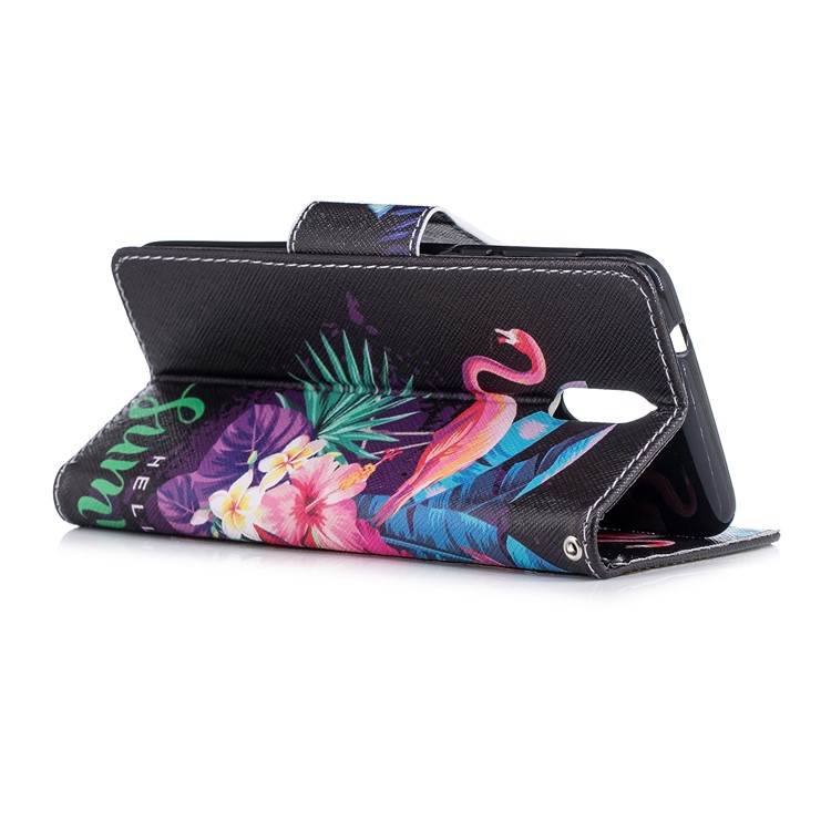 Pattern Printing Wallet Leather Case with Stand for Nokia 3.1 - Crane and Flowers-4