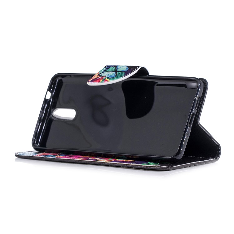 Pattern Printing Wallet Leather Case with Stand for Nokia 3.1 - Crane and Flowers-5