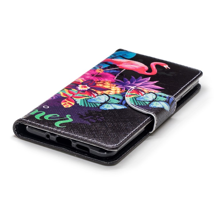 Pattern Printing Wallet Leather Case with Stand for Nokia 3.1 - Crane and Flowers-6