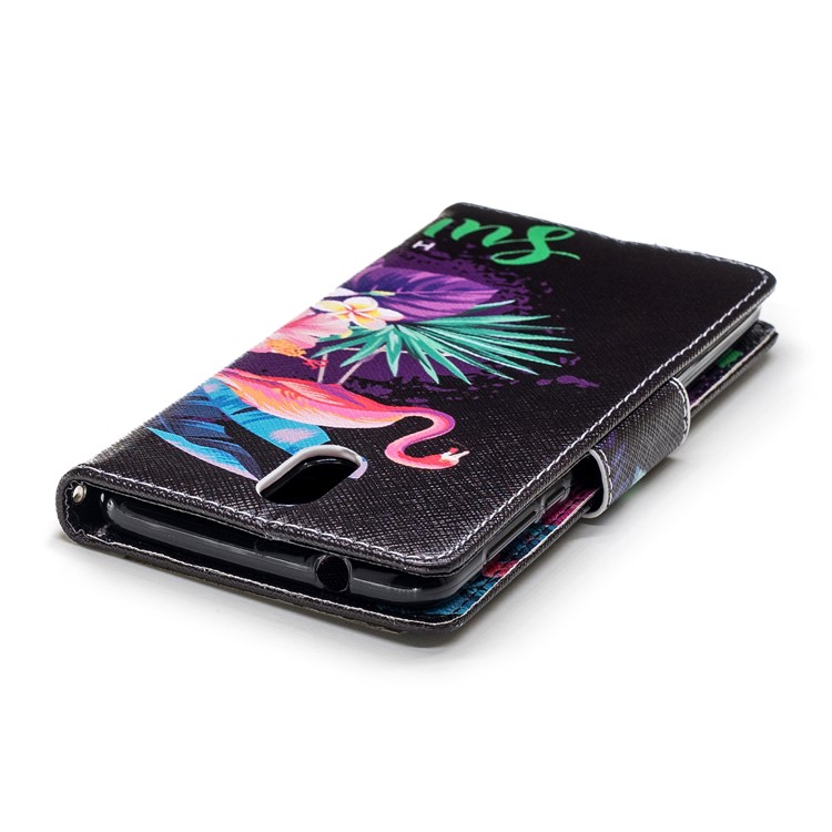 Pattern Printing Wallet Leather Case with Stand for Nokia 3.1 - Crane and Flowers-7