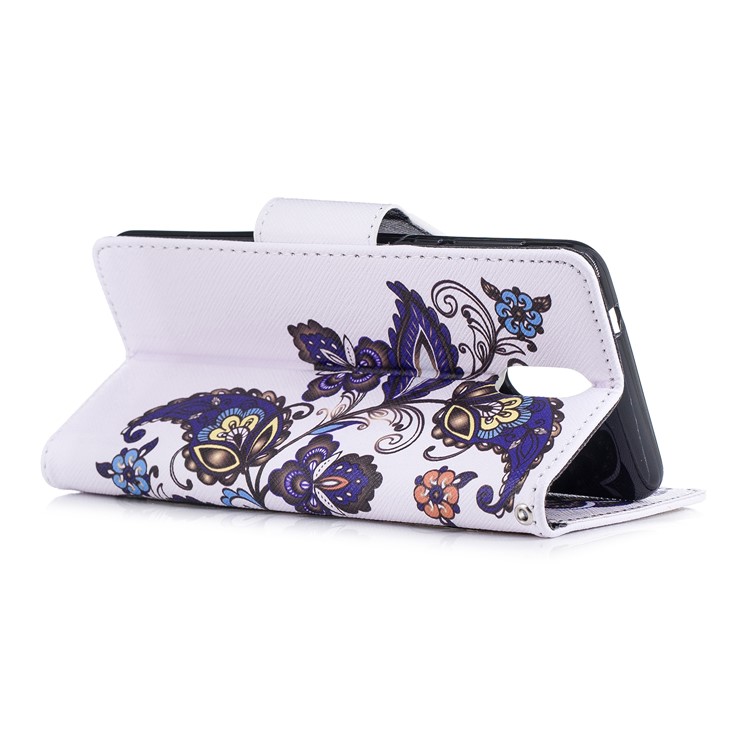 Carteira De Couro De Impressão Padrão Carteira Com Suporte Para Nokia 3.1 - Teste Padrão De Borboleta-4