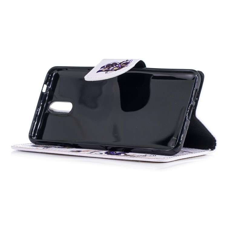 Carteira De Couro De Impressão Padrão Carteira Com Suporte Para Nokia 3.1 - Teste Padrão De Borboleta-5