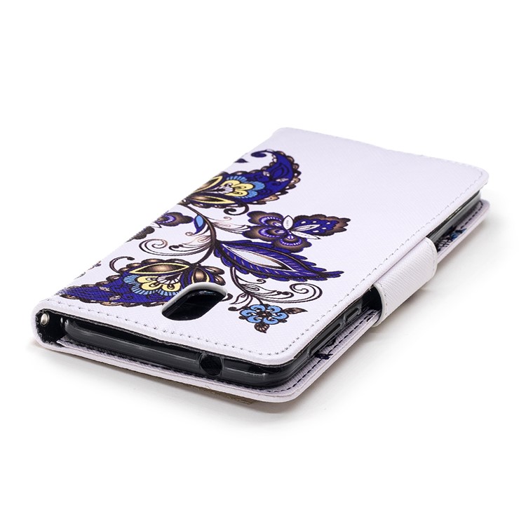 Carteira De Couro De Impressão Padrão Carteira Com Suporte Para Nokia 3.1 - Teste Padrão De Borboleta-7