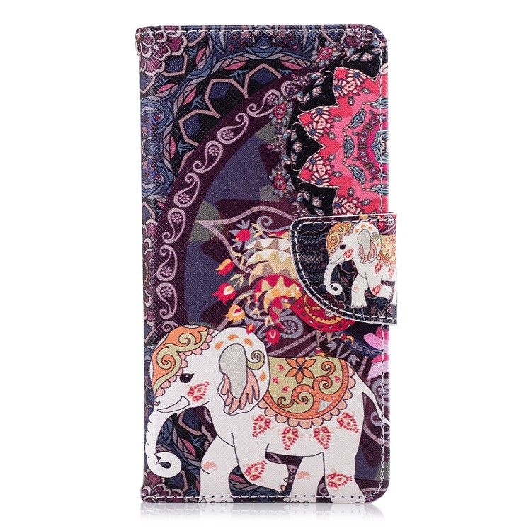 Pattern Printing Magnetic Leather Case with Stand for Nokia 3.1 - Flower and Elephant-2