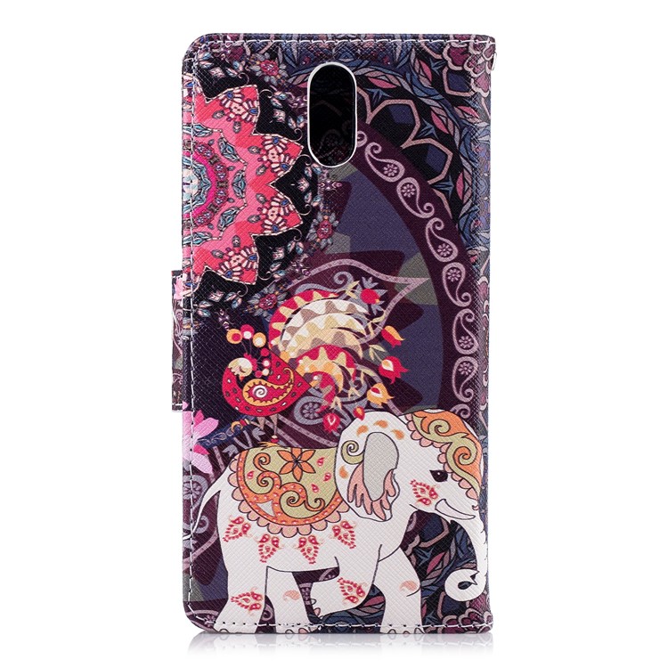 Pattern Printing Magnetic Leather Case with Stand for Nokia 3.1 - Flower and Elephant-3