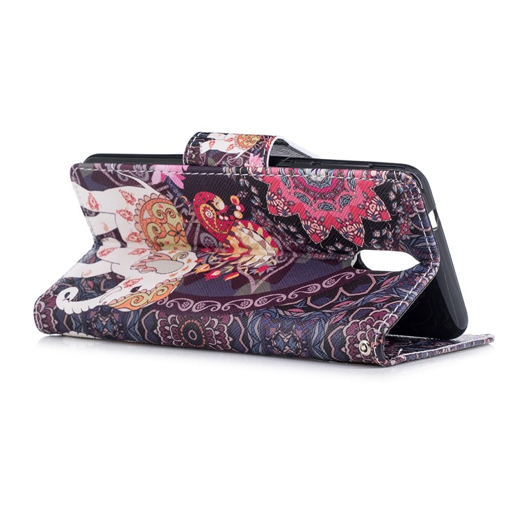 Pattern Printing Magnetic Leather Case with Stand for Nokia 3.1 - Flower and Elephant-4