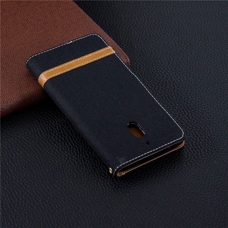 Assorted Color Jeans Cloth Wallet Stand Leather Phone Case for Nokia 2.1 - Black-11
