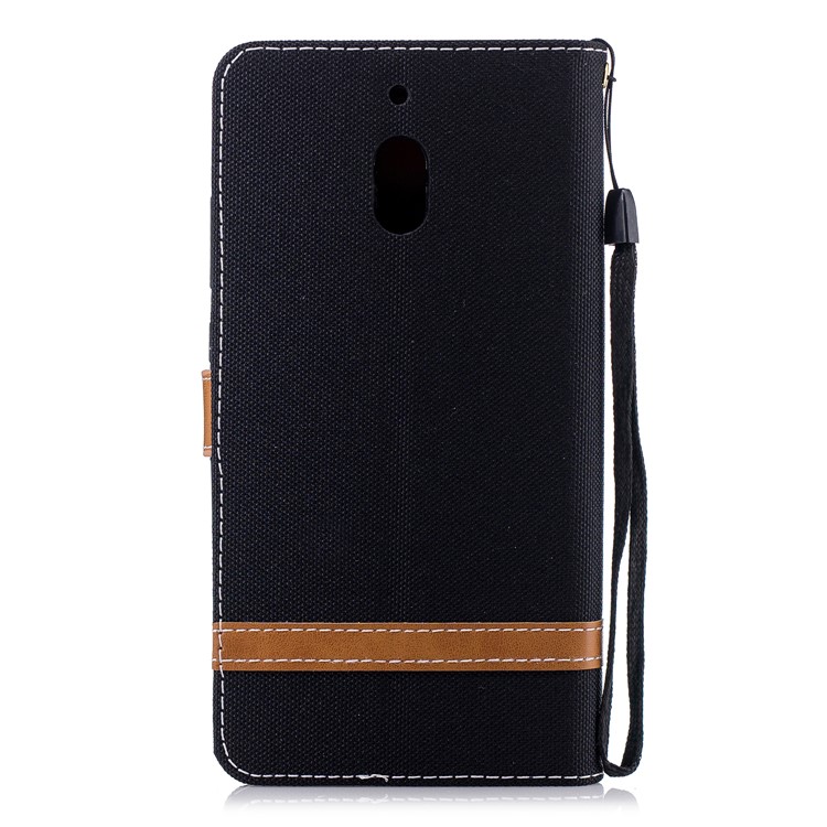 Assorted Color Jeans Cloth Wallet Stand Leather Phone Case for Nokia 2.1 - Black-3