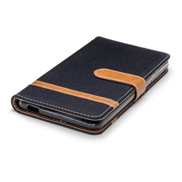 Assorted Color Jeans Cloth Wallet Stand Leather Phone Case for Nokia 2.1 - Black-6
