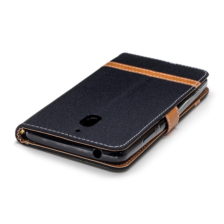 Assorted Color Jeans Cloth Wallet Stand Leather Phone Case for Nokia 2.1 - Black-7