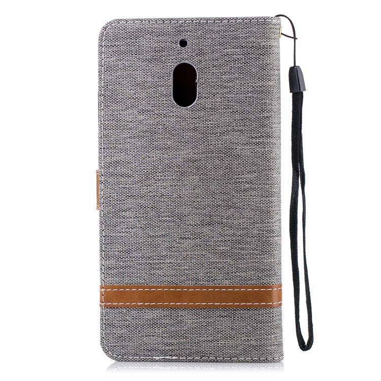 Assorted Color Jeans Cloth Wallet Stand Leather Phone Cover for Nokia 2.1 - Grey-3