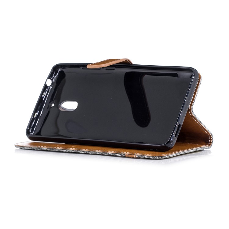 Assorted Color Jeans Cloth Wallet Stand Leather Phone Cover for Nokia 2.1 - Grey-5
