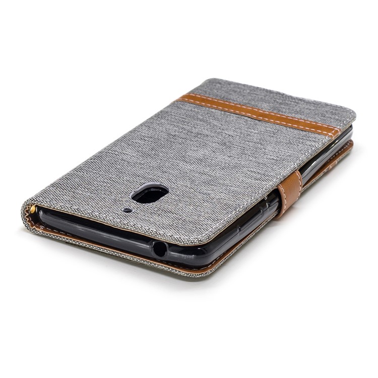 Assorted Color Jeans Cloth Wallet Stand Leather Phone Cover for Nokia 2.1 - Grey-7