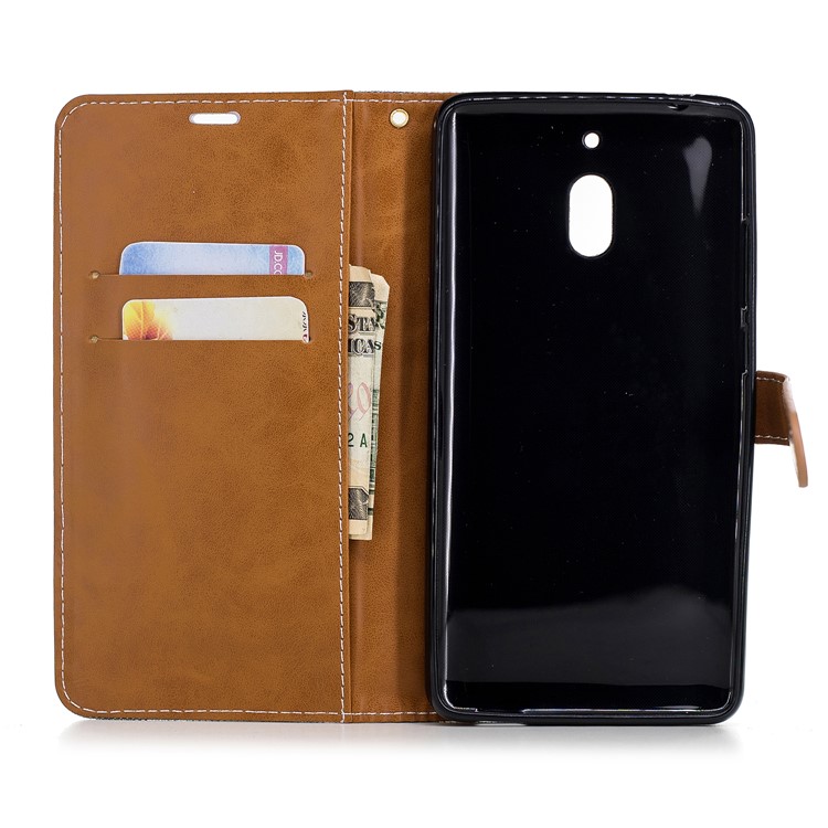 Assorted Color Jeans Cloth Wallet Stand Leather Phone Cover for Nokia 2.1 - Grey-8