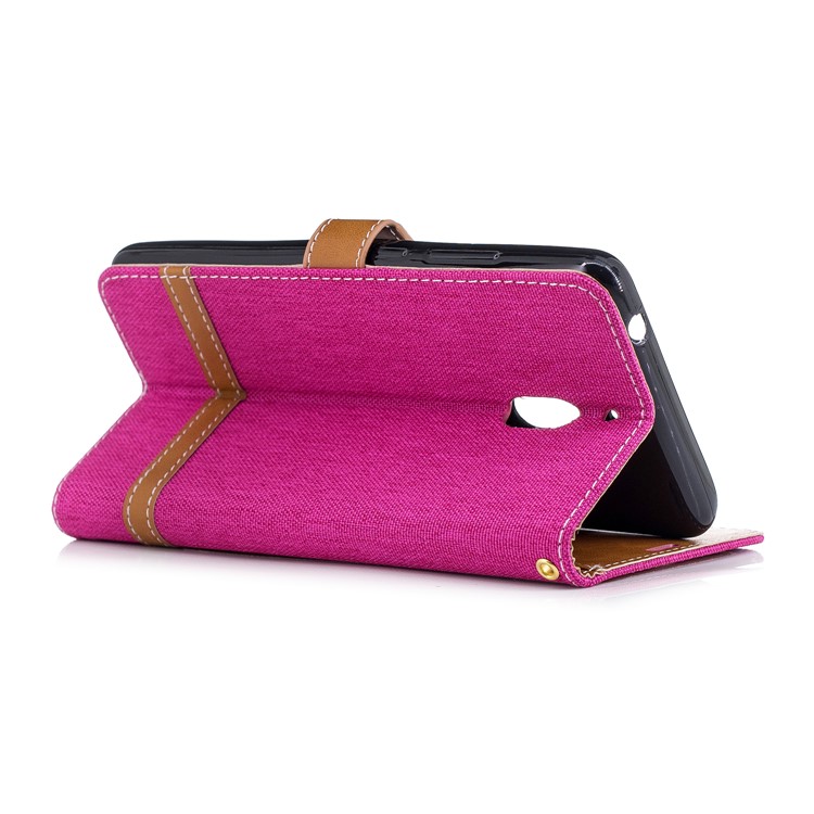 Assorted Color Jeans Cloth Wallet Stand Leather Mobile Casing for Nokia 2.1 - Rose-4