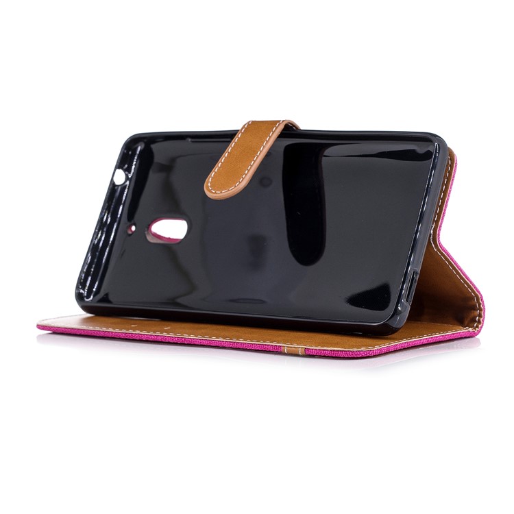 Assorted Color Jeans Cloth Wallet Stand Leather Mobile Casing for Nokia 2.1 - Rose-5