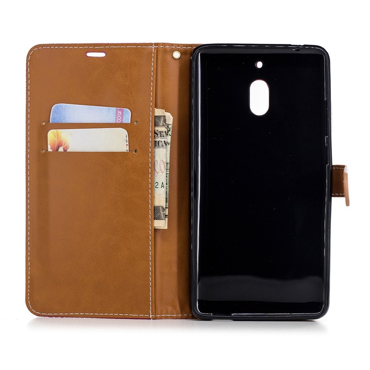Assorted Color Jeans Cloth Wallet Stand Leather Mobile Casing for Nokia 2.1 - Rose-8