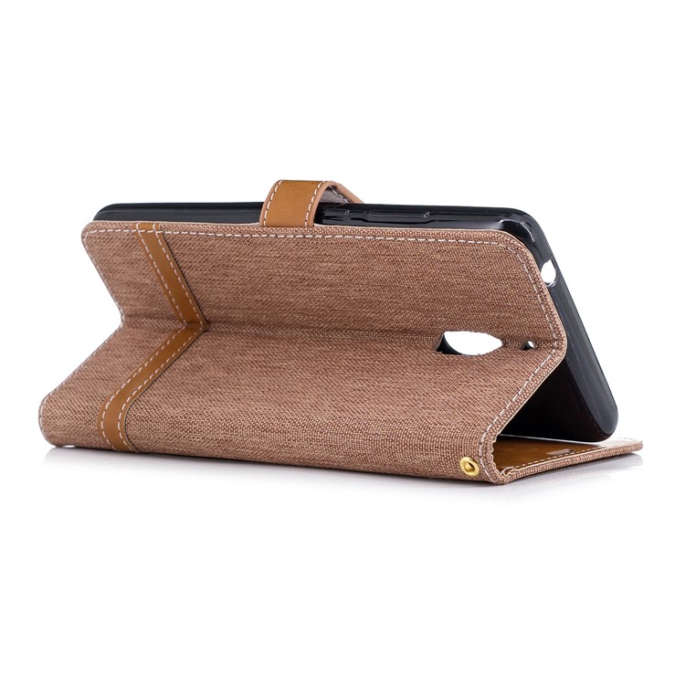 Assorted Color Jeans Cloth Wallet Stand Leather Cell Phone Cover for Nokia 2.1 - Khaki-4