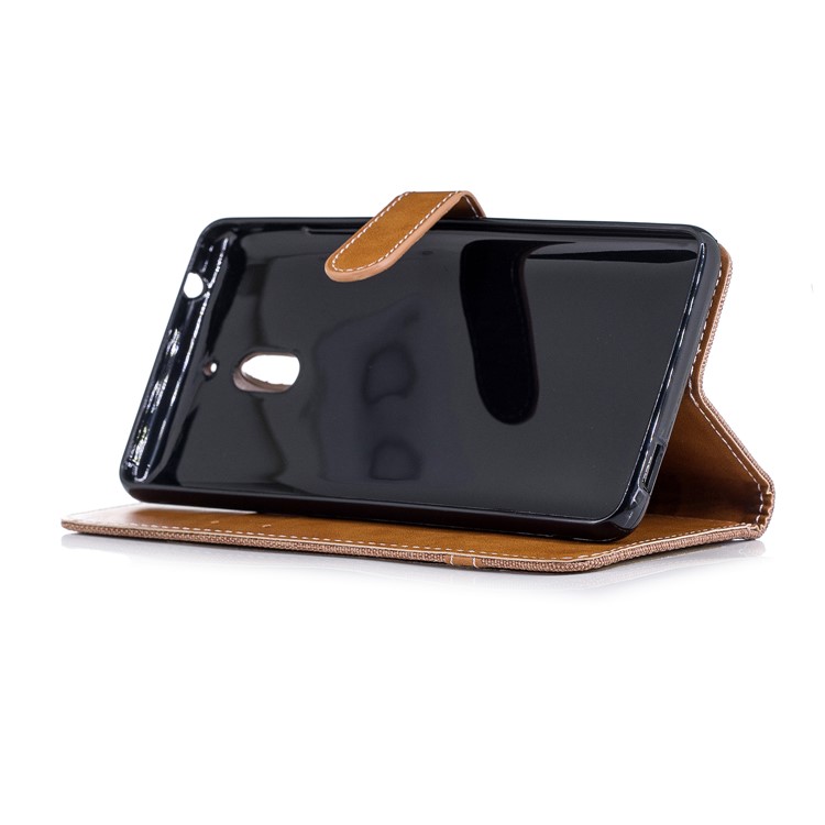 Assorted Color Jeans Cloth Wallet Stand Leather Cell Phone Cover for Nokia 2.1 - Khaki-5