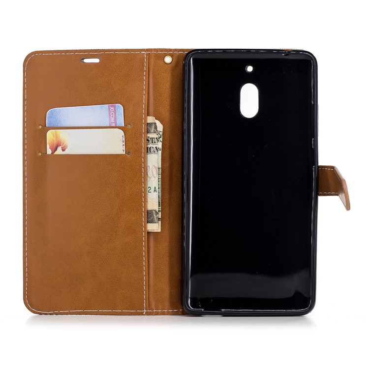 Assorted Color Jeans Cloth Wallet Stand Leather Cell Phone Cover for Nokia 2.1 - Khaki-8