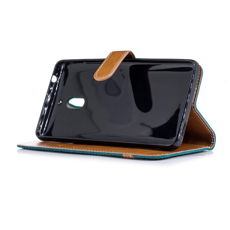 Assorted Color Jeans Cloth Wallet Stand Leather Protective Cover Case for Nokia 2.1 - Green-5