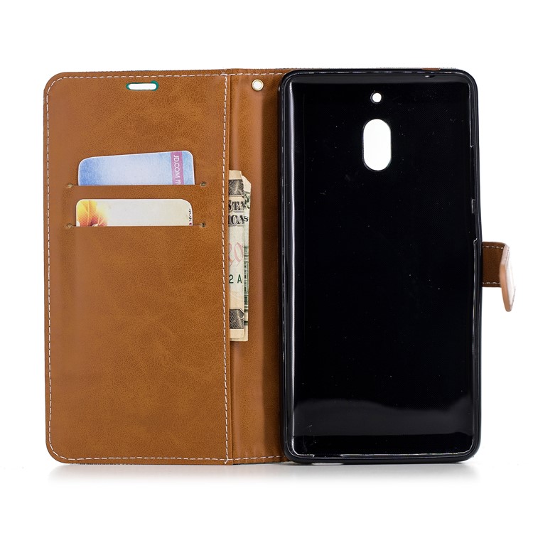 Assorted Color Jeans Cloth Wallet Stand Leather Protective Cover Case for Nokia 2.1 - Green-8