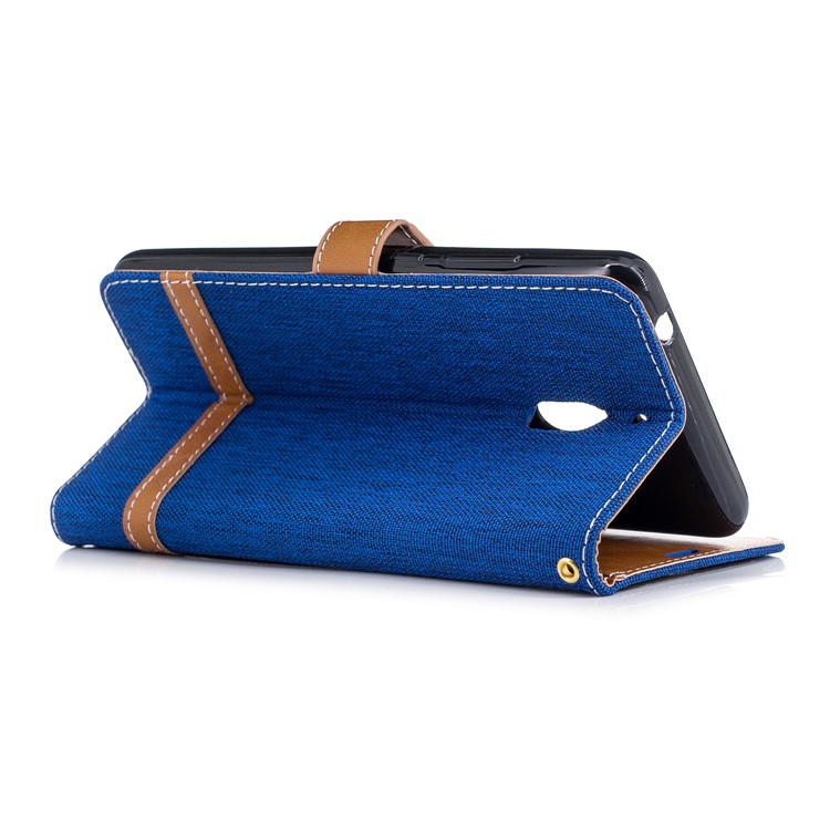 Assorted Color Jeans Cloth Wallet Stand Leather Case Accessory for Nokia 2.1 - Baby Blue-4