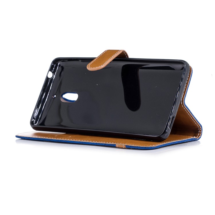 Assorted Color Jeans Cloth Wallet Stand Leather Case Accessory for Nokia 2.1 - Baby Blue-5