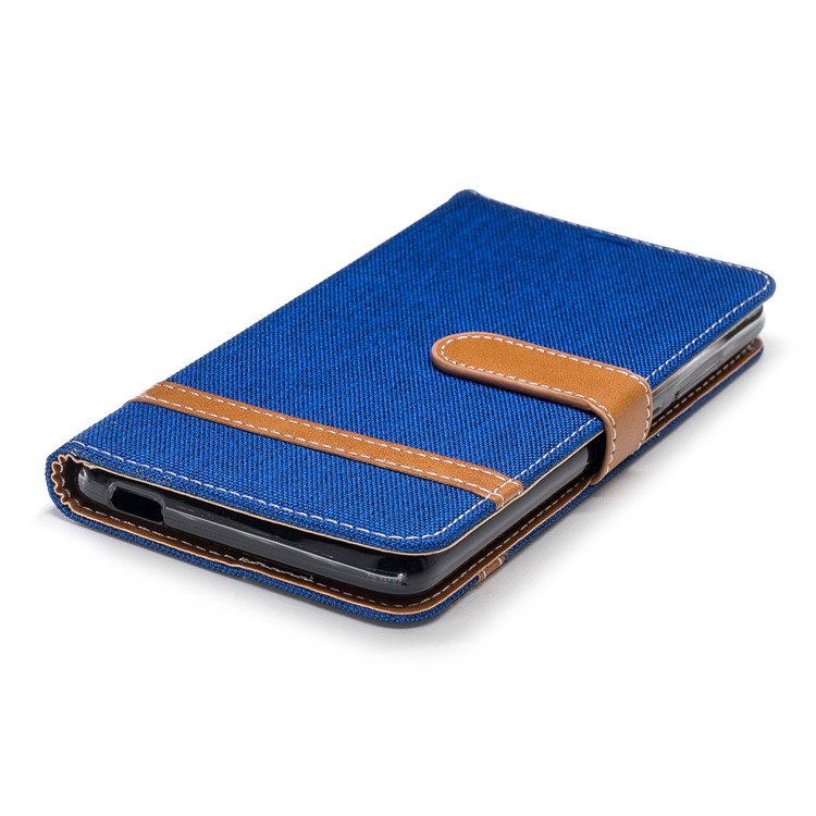 Assorted Color Jeans Cloth Wallet Stand Leather Case Accessory for Nokia 2.1 - Baby Blue-6