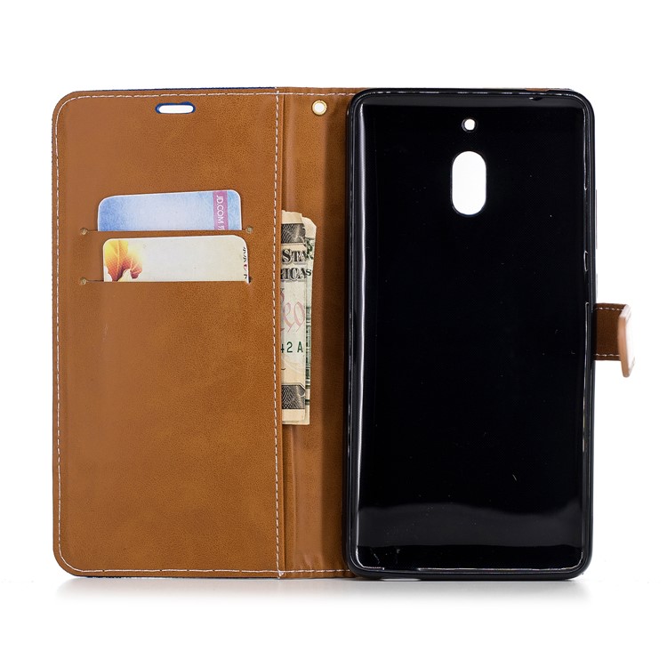 Assorted Color Jeans Cloth Wallet Stand Leather Case Accessory for Nokia 2.1 - Baby Blue-8