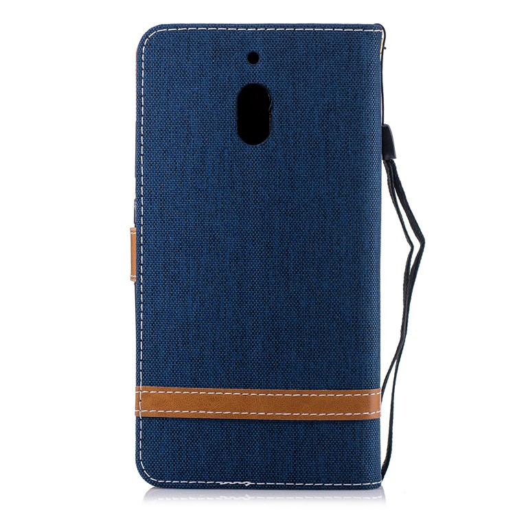 Assorted Color Jeans Cloth Wallet Stand Leather Flip Shell Case for Nokia 2.1 - Dark Blue-3