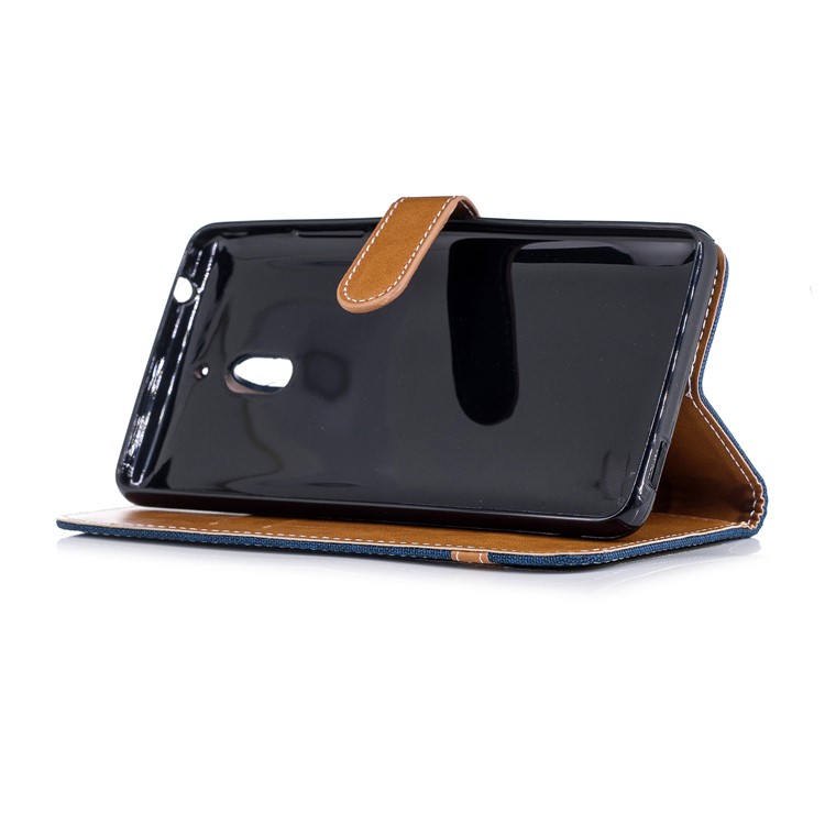 Assorted Color Jeans Cloth Wallet Stand Leather Flip Shell Case for Nokia 2.1 - Dark Blue-5
