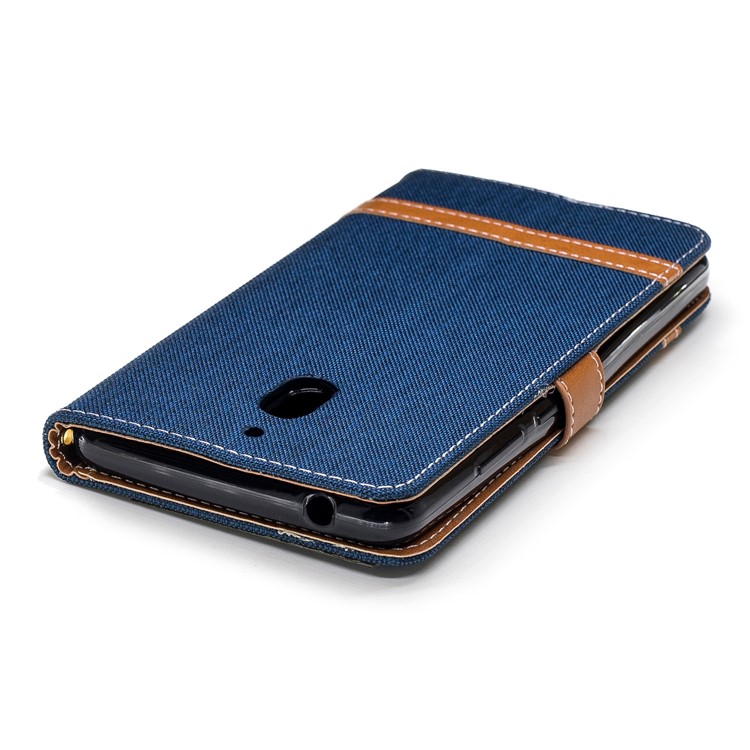 Assorted Color Jeans Cloth Wallet Stand Leather Flip Shell Case for Nokia 2.1 - Dark Blue-7