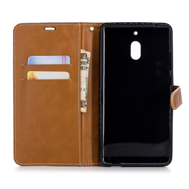 Assorted Color Jeans Cloth Wallet Stand Leather Flip Shell Case for Nokia 2.1 - Dark Blue-8
