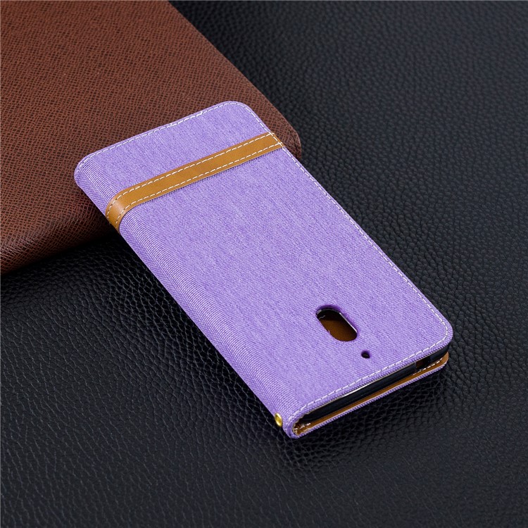 Assorted Color Jeans Cloth Wallet Stand Leather Mobile Phone Casing for Nokia 2.1 - Purple-10