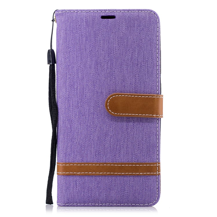 Assorted Color Jeans Cloth Wallet Stand Leather Mobile Phone Casing for Nokia 2.1 - Purple-2