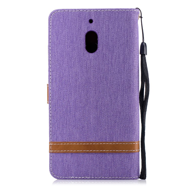 Assorted Color Jeans Cloth Wallet Stand Leather Mobile Phone Casing for Nokia 2.1 - Purple-3