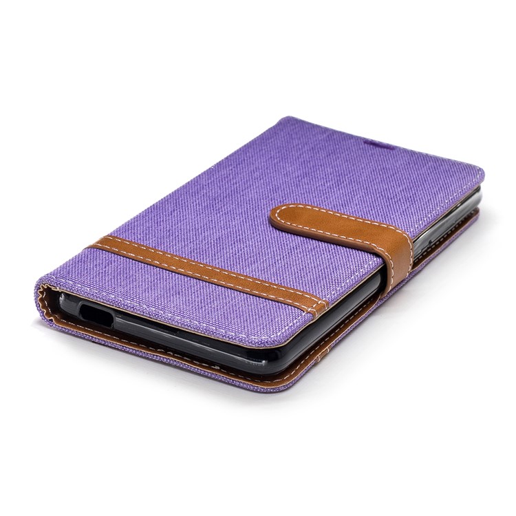 Assorted Color Jeans Cloth Wallet Stand Leather Mobile Phone Casing for Nokia 2.1 - Purple-6