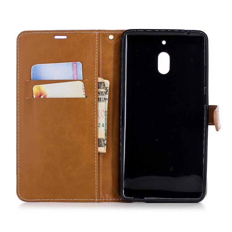 Assorted Color Jeans Cloth Wallet Stand Leather Mobile Phone Casing for Nokia 2.1 - Purple-8