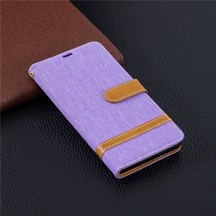 Assorted Color Jeans Cloth Wallet Stand Leather Mobile Phone Casing for Nokia 2.1 - Purple-9