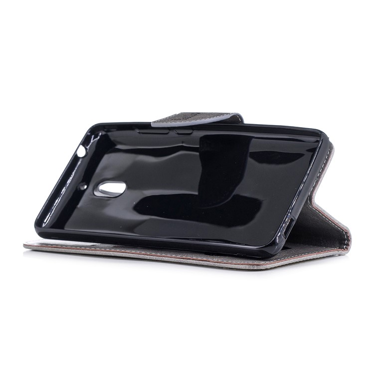 For Nokia 2.1 Imprinted Hello Panda Wallet Stand Leather Mobile Case - Grey-7