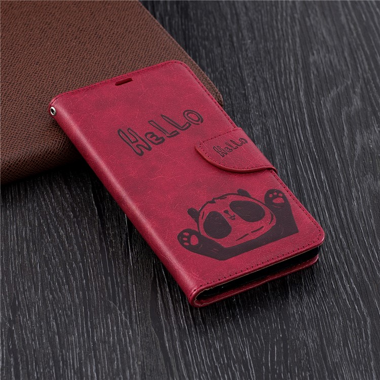 For Nokia 2.1 Imprinted Hello Panda Wallet Stand Leather Mobile Cover - Rose-2