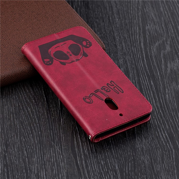 For Nokia 2.1 Imprinted Hello Panda Wallet Stand Leather Mobile Cover - Rose-3