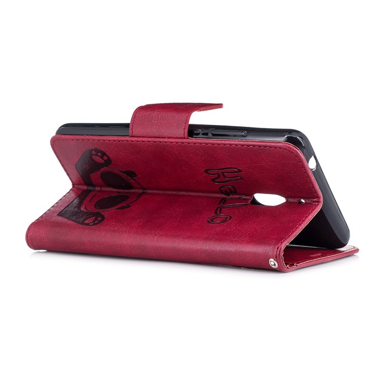 For Nokia 2.1 Imprinted Hello Panda Wallet Stand Leather Mobile Cover - Rose-6