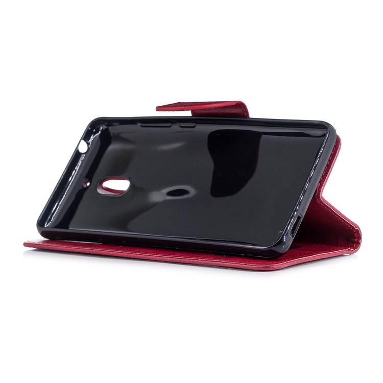 For Nokia 2.1 Imprinted Hello Panda Wallet Stand Leather Mobile Cover - Rose-7