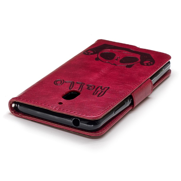 For Nokia 2.1 Imprinted Hello Panda Wallet Stand Leather Mobile Cover - Rose-9