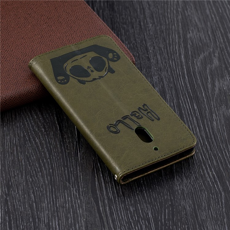 For Nokia 2.1 Imprinted Hello Panda Wallet Stand Leather Phone Cover Case - Green-3